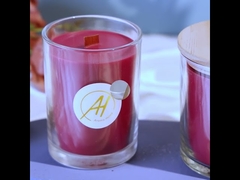 Duftkerze im Glas, 380 g, Wachsgewicht, mit Holzdeckel