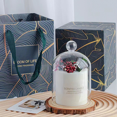 Heiratsgeburtstags-Glasgefäß-kundenspezifische Aromatherapie-Kerze weißes 270g