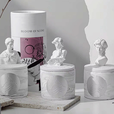 AROMA keramisches Kerzen-Glas kundenspezifische dekorative Kerzen-Duft-griechische Skulptur-David Statue Vessels Candles Scenteds mit L