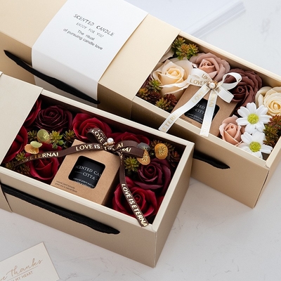 Personifizierter Betriebsblumen-Brown-Glasgefäß-Sojabohnenöl-Wachs-duftender Kerzen-Geschenk-Luxussatz