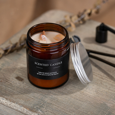 Amber Glass Soy Wax Scented-Glas-Sojabohnenöl-Kerzen-Brown-Farbe 180g