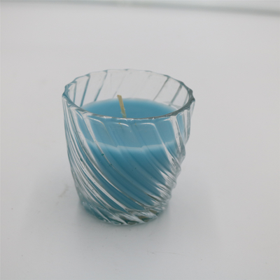 Natürliches Blau Soems bereitete 3 Unze-Glas-Kerzen im Hurrikan-Glas auf