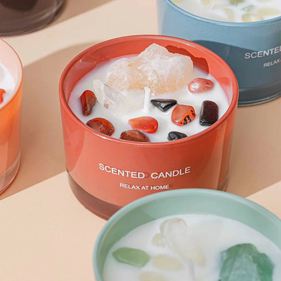 Freundliches Wachs Eco Sojabohnenöl-65g mit Steinkerzen Amber Glass Candle