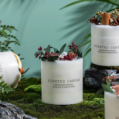 Heiratsgeburtstags-Glasgefäß-kundenspezifische Aromatherapie-Kerze weißes 270g