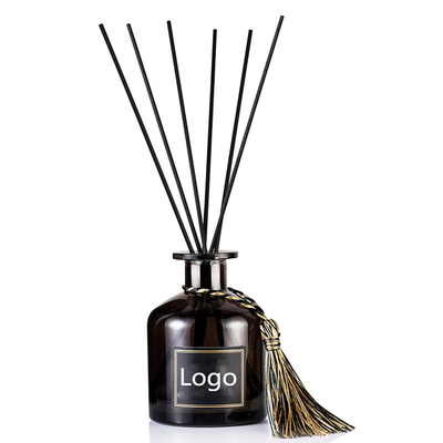 Hölzernes Deckel-Duft-Rattan schwarzer Reed Diffuser Bottle 50ml mit Stock