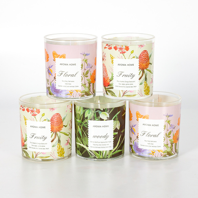 100% 1 Baumwolldocht Sojawachs Blume Glas Duftkerze Set Hochzeit Luxus