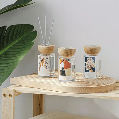 Ätherisches Öl Duft Parfüm Kristallglas Flasche Reed Diffusor mit Holz