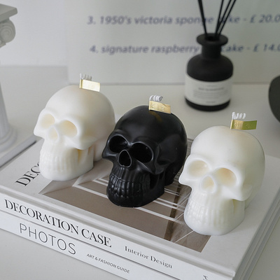 Fabrik-Großverkauf-Weihnachts-Halloween-Rosa-Schwarzen im auf Lager nacktes weißes gerochenes Skulled formen Sie Kerzen für Halloween-Geschenk