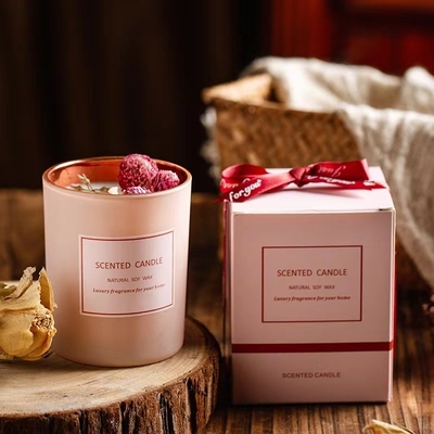 AROMA-AUSGANGSeigenmarken-Rosa-romantische Aromatherapie-Luxustrockenblume roch Sojabohnenöl-Wachs-Kerzen für Ereignis-Szene