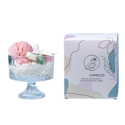 AROMA-HAUS verkauft einzigartige Eiscreme-duftende Kerze für Hauptdekor en gros, den handgemachtes Glassojabohnenölwachs Weihnachtsgeschenke durchleuchtet