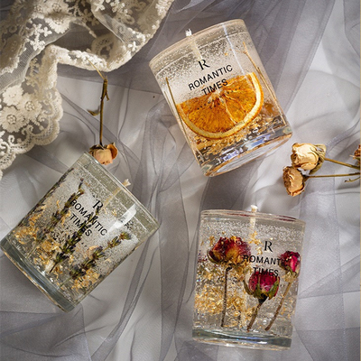 AROMA-AUSGANGSdekor-Blume riechen Jelly Fragrance Candle Luxury Private, Aufkleber-Gel-Sojabohnenöl-, daswachs Kerze im Glasgefäß roch