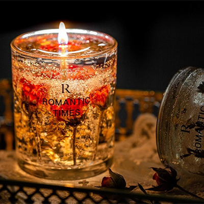 AROMA-AUSGANGSdekor-Blume riechen Jelly Fragrance Candle Luxury Private, Aufkleber-Gel-Sojabohnenöl-, daswachs Kerze im Glasgefäß roch
