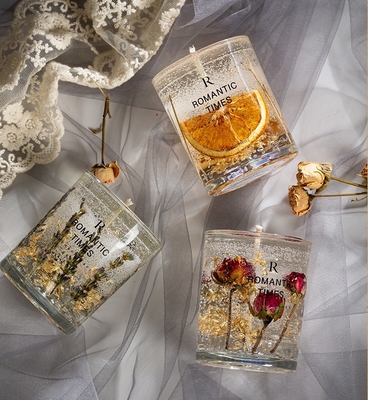 AROMA-AUSGANGSdekor-Blume riechen Jelly Fragrance Candle Luxury Private, Aufkleber-Gel-Sojabohnenöl-, daswachs Kerze im Glasgefäß roch