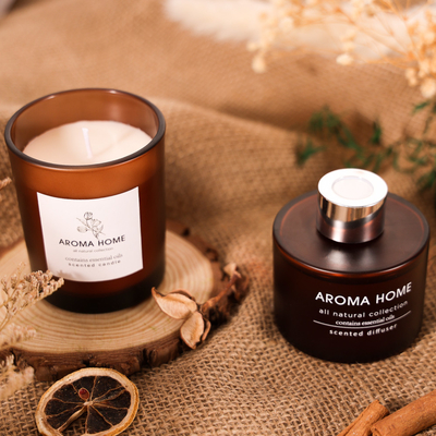 Satz AROMA-AUSGANGS-Heiß-Verkauf Öl-Duft-Glasgefäß-Luxus-Browns Reed Diffuser Scented Candles Gift