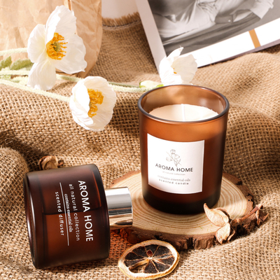 Satz AROMA-AUSGANGS-Heiß-Verkauf Öl-Duft-Glasgefäß-Luxus-Browns Reed Diffuser Scented Candles Gift