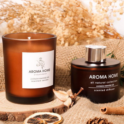 Satz AROMA-AUSGANGS-Heiß-Verkauf Öl-Duft-Glasgefäß-Luxus-Browns Reed Diffuser Scented Candles Gift
