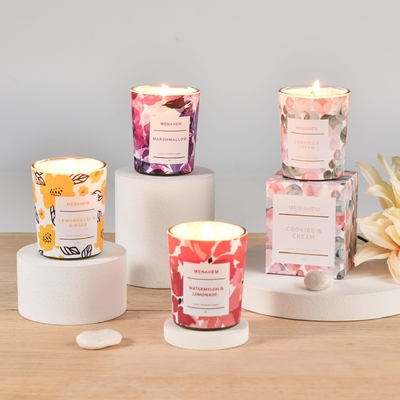 AROMA-AUSGANGSstellte großhandelsluxushaushalts-Geschenk kundenspezifisches kreatives Blumen-Duft-Glasgefäß-Sojabohnenöl-Wachs-duftende Kerze ein