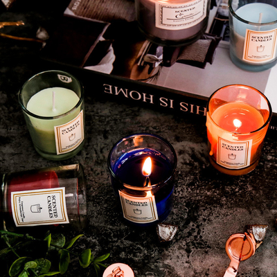 AROMA-AUSGANGSluxuseigenmarken-kundenspezifisches Aromatherapie nordisches Ins-Duft-duftendes Sojabohnenöl-Wachs-klare Glas-Kerzen mit Geschenkbox