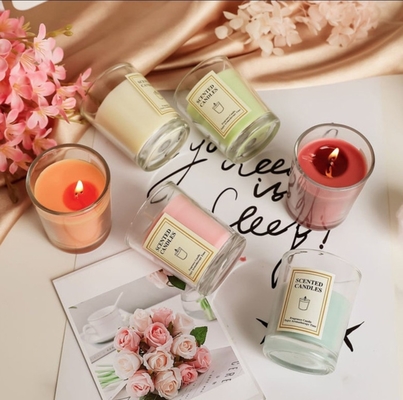AROMA-AUSGANGSluxuseigenmarken-kundenspezifisches Aromatherapie nordisches Ins-Duft-duftendes Sojabohnenöl-Wachs-klare Glas-Kerzen mit Geschenkbox