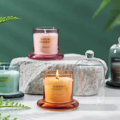 Großes Größen-Wachs Vorrat-Aufkleber-roch kundenspezifisches Rose Amber Ebony Fresh Spring Cream Coffees Kerzen im Glas mit Bell-Deckel