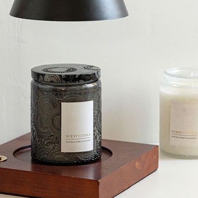 AROMA-AUSGANGSorganisches einzigartiges prägeartiges Glasgefäß roch Kerzen mit Geschenkbox