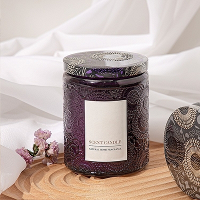 AROMA-AUSGANGSorganisches einzigartiges prägeartiges Glasgefäß roch Kerzen mit Geschenkbox