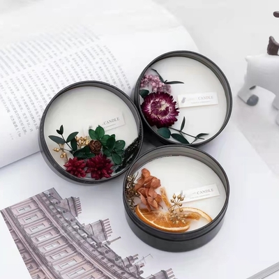 Sojabohnenöl-Wachs schmilzt Eigenmarken-duftende Tin Candles With Potpourri For-Hochzeit