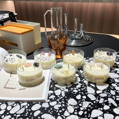 AROMA-HAUS kundenspezifischer Logo Soy Wax Crystal Stone leuchtet große duftende 10 Unze durch
