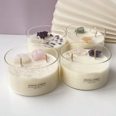 AROMA-HAUS kundenspezifischer Logo Soy Wax Crystal Stone leuchtet große duftende 10 Unze durch