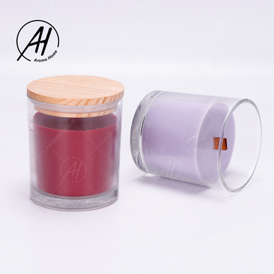 Glasgefäß-hölzerne Deckel-Ausgangs-Dor Custom Soy Wax Scented-Kerzen-Eigenmarke 8OZ