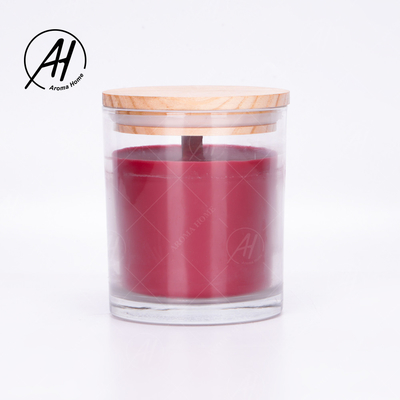 Glasgefäß-hölzerne Deckel-Ausgangs-Dor Custom Soy Wax Scented-Kerzen-Eigenmarke 8OZ