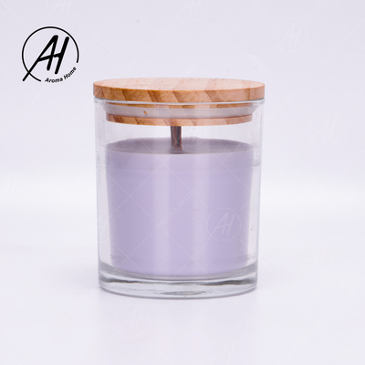 Glasgefäß-hölzerne Deckel-Ausgangs-Dor Custom Soy Wax Scented-Kerzen-Eigenmarke 8OZ