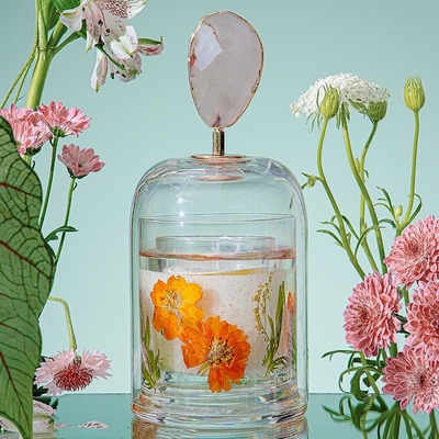 Aromatherapie-unsterbliche Blumen-Crystal Cup Healing Soy Wax-Geruch-Kerze mit Abdeckung