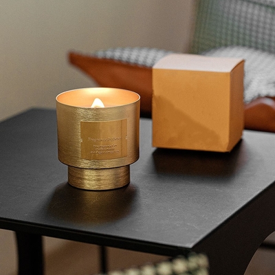 Einzigartiges Luxusmetallgoldaluminiumschalen-Glas-duftende Kerze 290g mit hölzernem Docht