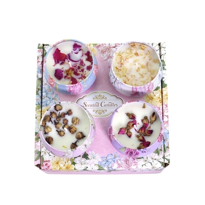 Kundengebundener Eigenmarken-duftender trockener Blumen-Crystal Soy Wax Tin Candle-Geschenk-Satz