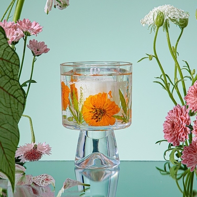Aufkleber-kundenspezifisches Geschenk-roch dekoratives trockenes Blumen-Glasgefäß-Gel-Wachs Jelly Candles