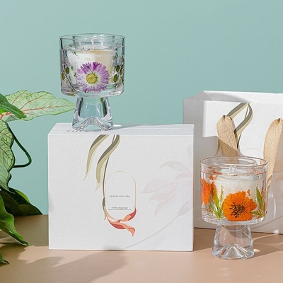 Aufkleber-kundenspezifisches Geschenk-roch dekoratives trockenes Blumen-Glasgefäß-Gel-Wachs Jelly Candles