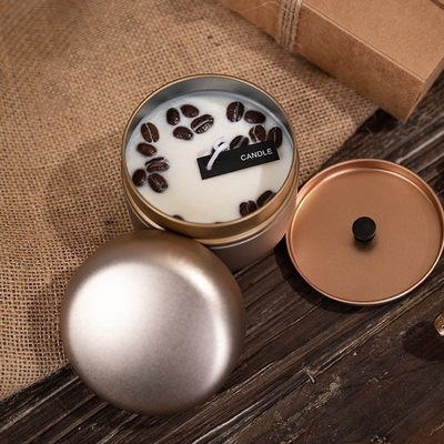 Sojabohnenöl-Wachs personifizierte Sahnekaffee-Bean Tin Votive Scented Candles For-Ereignis