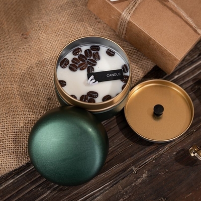 Sojabohnenöl-Wachs personifizierte Sahnekaffee-Bean Tin Votive Scented Candles For-Ereignis