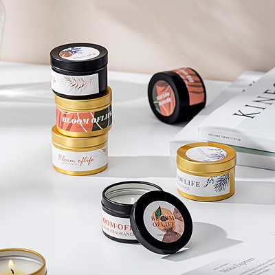 Dekor-Glas-Kerzen-Geschenk stellte Sojabohnenöl-Wachs-Reise 100% Tin Scented Candle 5pcs/Set ein