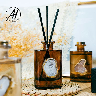 Aroma Reed Diffuser 180ML des Faser-Rattan-Quadrat-goldenes Deckel-Glas-Flaschen-ätherischen Öls