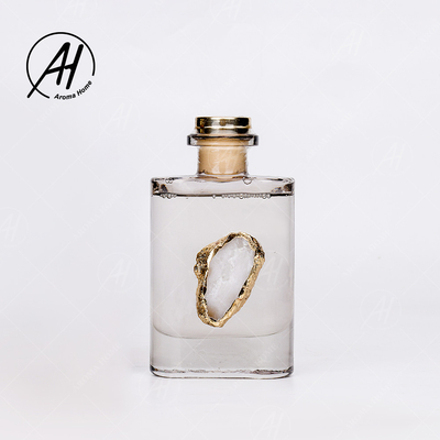 Aroma Reed Diffuser 180ML des Faser-Rattan-Quadrat-goldenes Deckel-Glas-Flaschen-ätherischen Öls