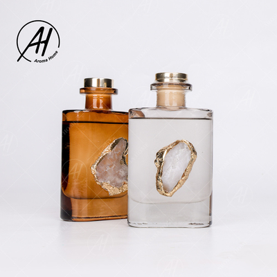 Aroma Reed Diffuser 180ML des Faser-Rattan-Quadrat-goldenes Deckel-Glas-Flaschen-ätherischen Öls