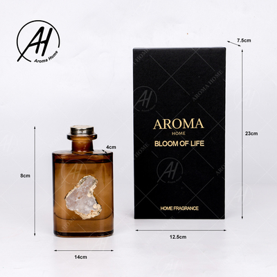 Aroma Reed Diffuser 180ML des Faser-Rattan-Quadrat-goldenes Deckel-Glas-Flaschen-ätherischen Öls