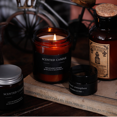 Amber Glass Soy Wax Scented-Glas-Sojabohnenöl-Kerzen-Brown-Farbe 180g