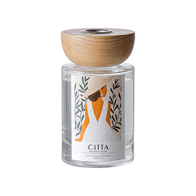 Duft-Parfüm-Glas-Flasche Reed Diffuser With Wooden Lid des Aromatherapie-ätherischen Öls
