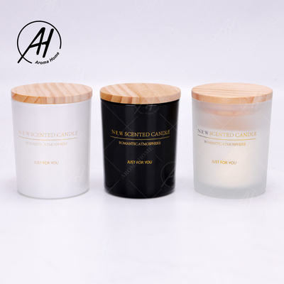 Schwarzes weißes Sojabohnenöl-Wachs 100% des Matte Glass Jar Spa Scented-Kerzen-ätherischen Öls