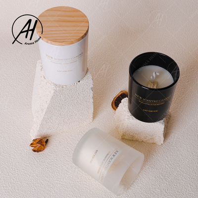 Schwarzes weißes Sojabohnenöl-Wachs 100% des Matte Glass Jar Spa Scented-Kerzen-ätherischen Öls