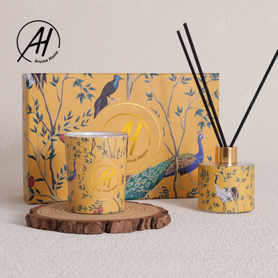 Nordisches Art-Fireless Glasgefäß-duftende Luxuskerzen Reed Diffuser Set With Box