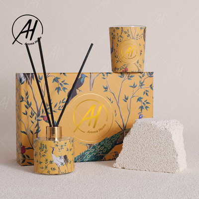 Nordisches Art-Fireless Glasgefäß-duftende Luxuskerzen Reed Diffuser Set With Box